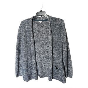J. Jill PureJill 100% Cotton Blue Marled Oversized Cardigan Sweater Size XL
